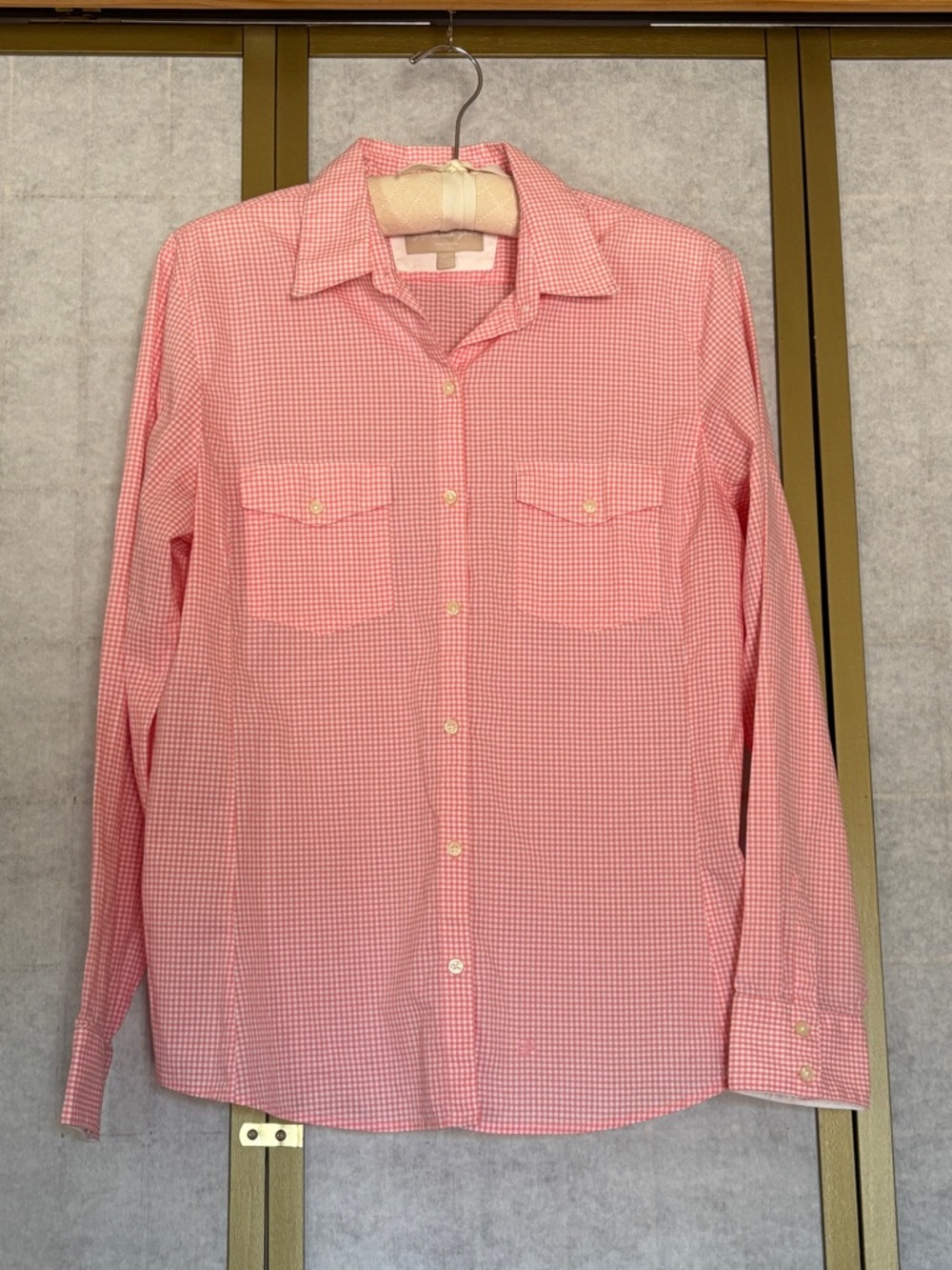 Banana Republic Pink Gingham Button-Down Shirt, Size XL